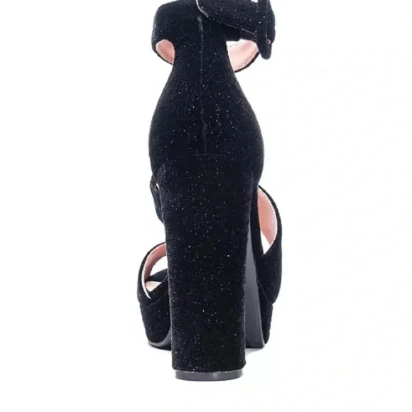Chinese Laundry Riddle black velvet platform heels sparkly excellent Size 8.5 - Picture 2 of 10